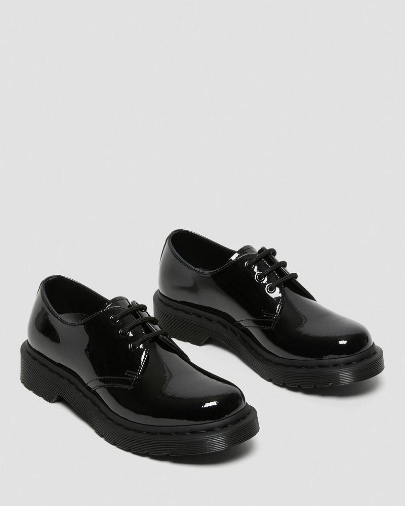 Black Women's Dr Martens 1461 Mono Patent Leather Oxfords Shoes | CA 358LIS